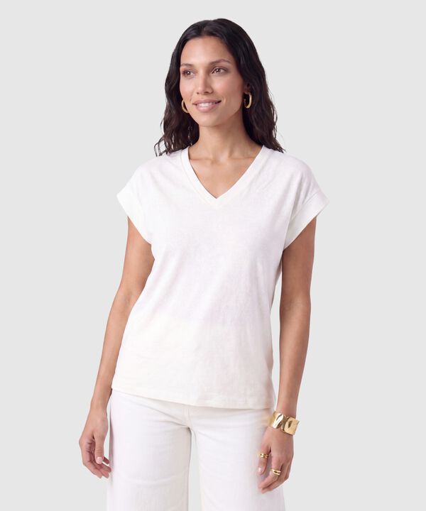 Camiseta Cuello V Manga Corta Mujer image number null