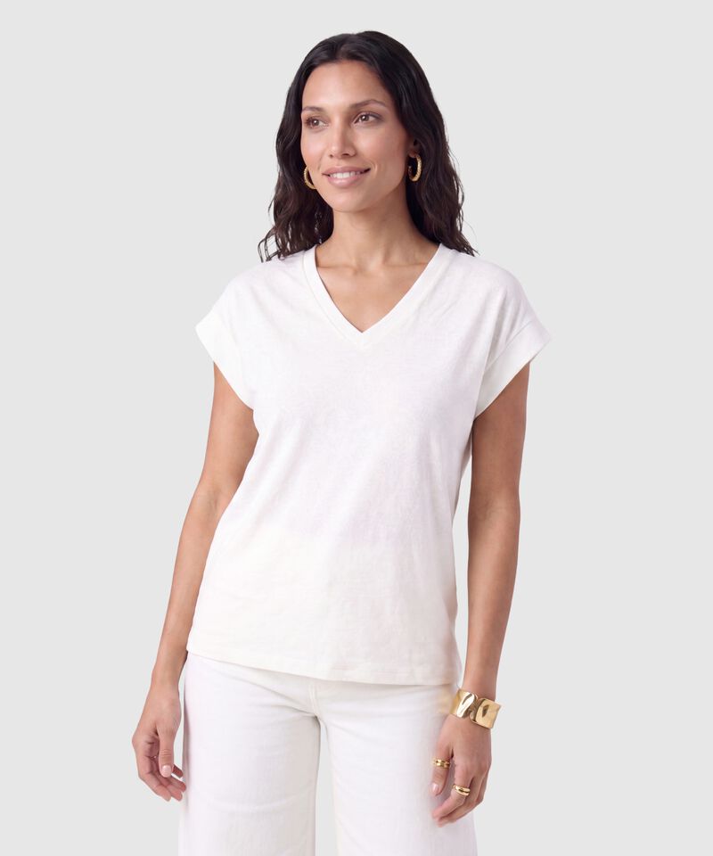 Camiseta Cuello V Manga Corta Mujer