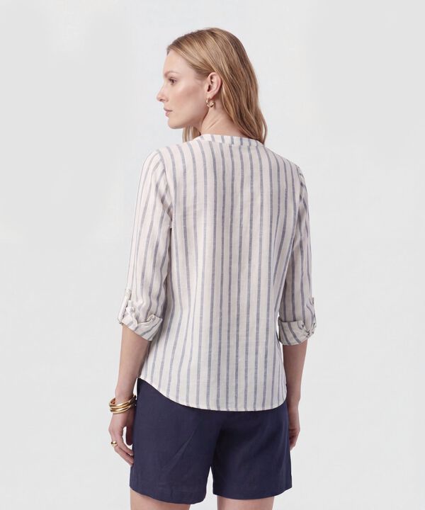 Camisa Cuello Neru Con Manga Ajustable Para Mujer