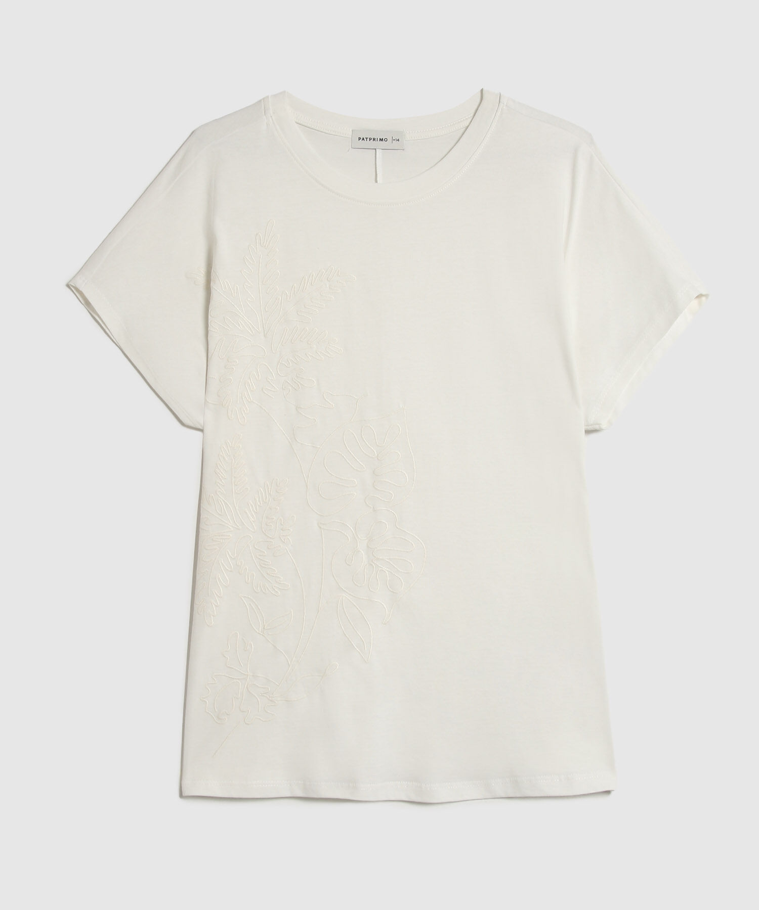 Camiseta Unicolor Con Bordado En Frente