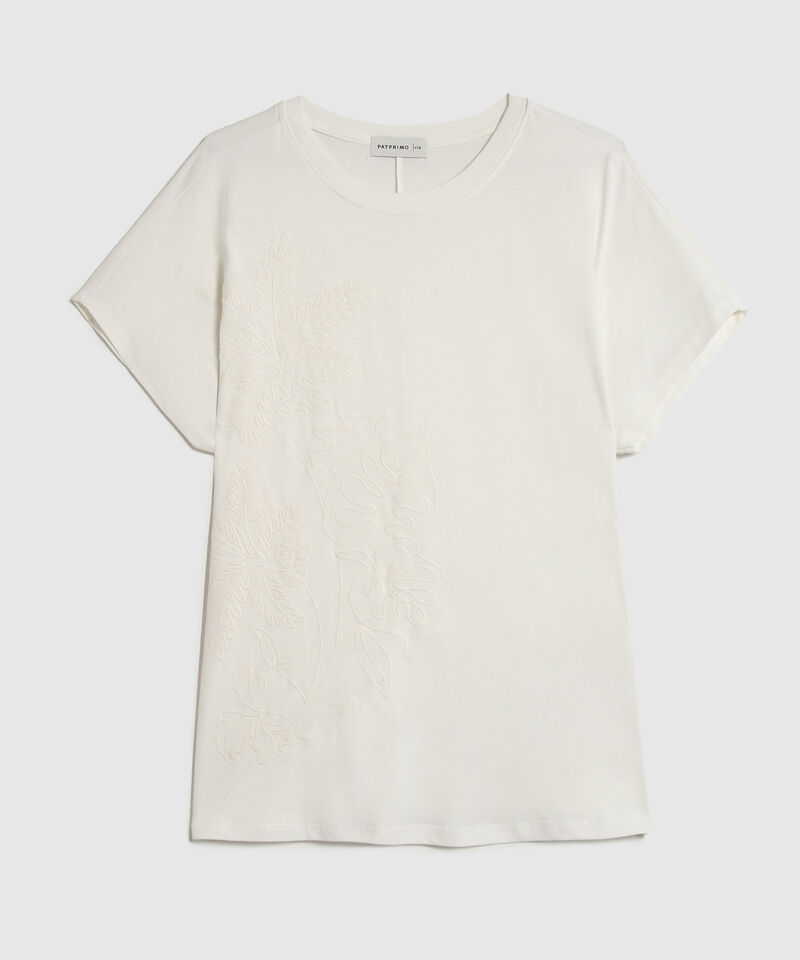 Camiseta Unicolor Con Bordado En Frente
