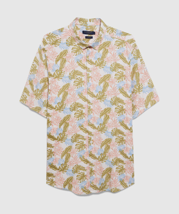 Camisa Manga Corta Estampada En Viscosa