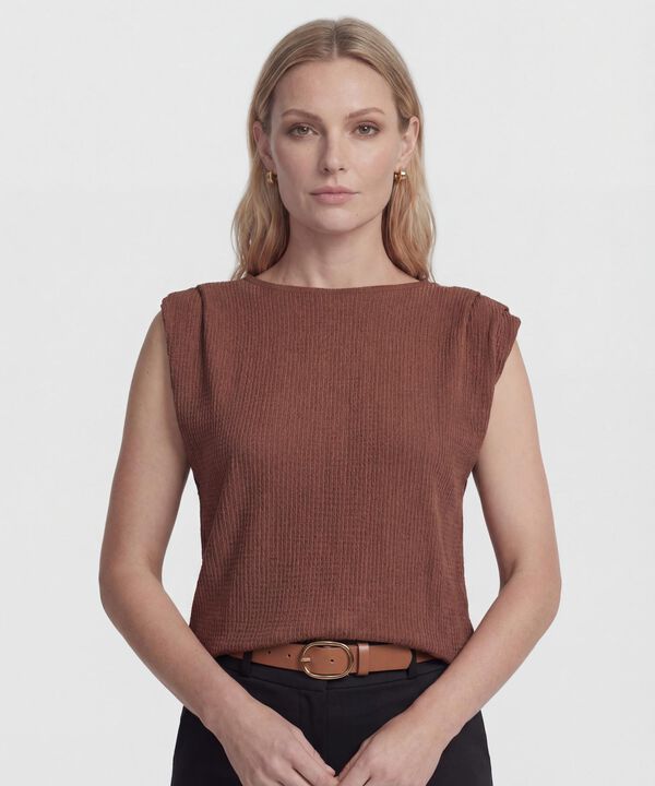 Camiseta con Hombros Drapeados para Mujer image number null