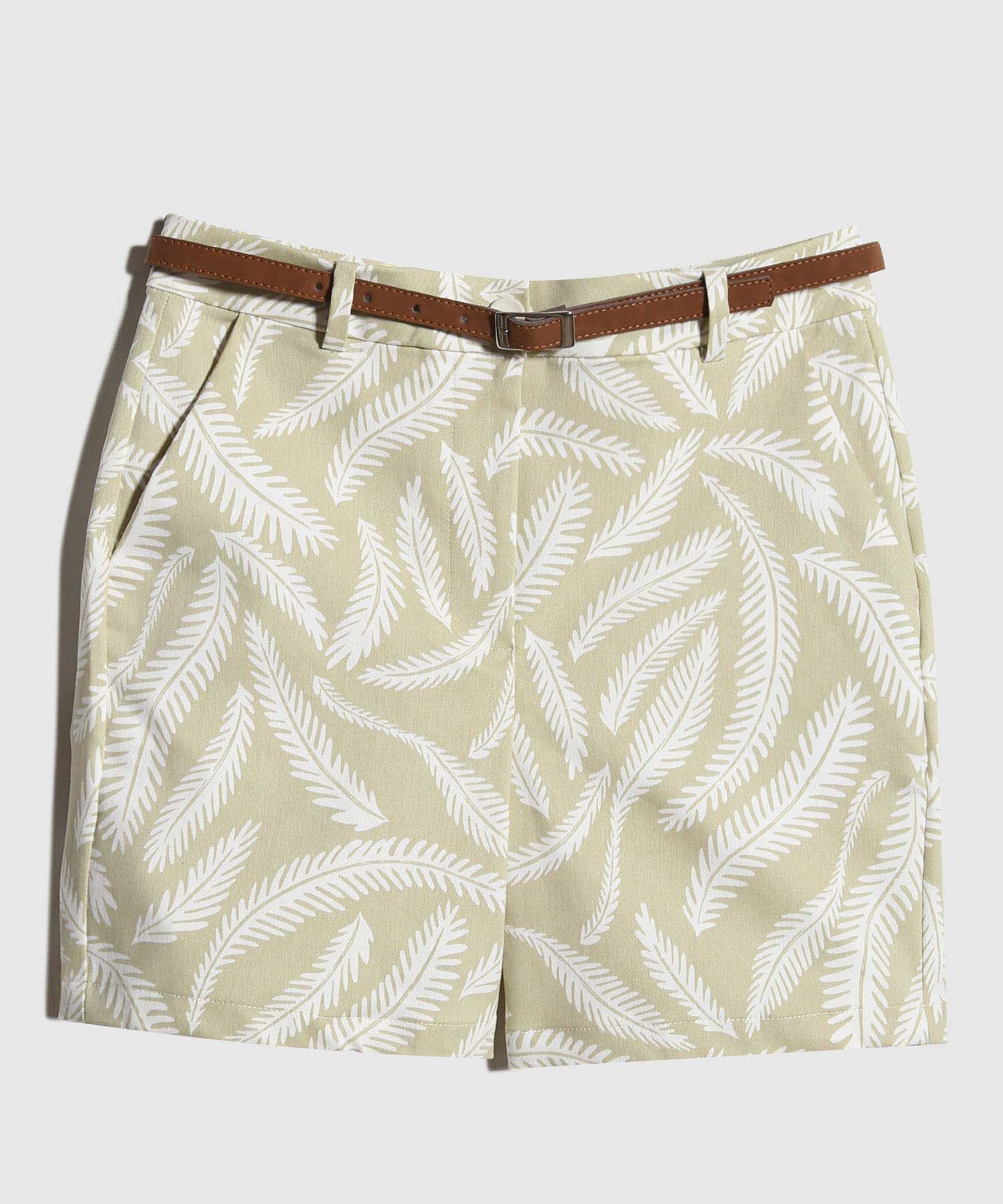 Bermuda Corta Estampada  Con Cinturon