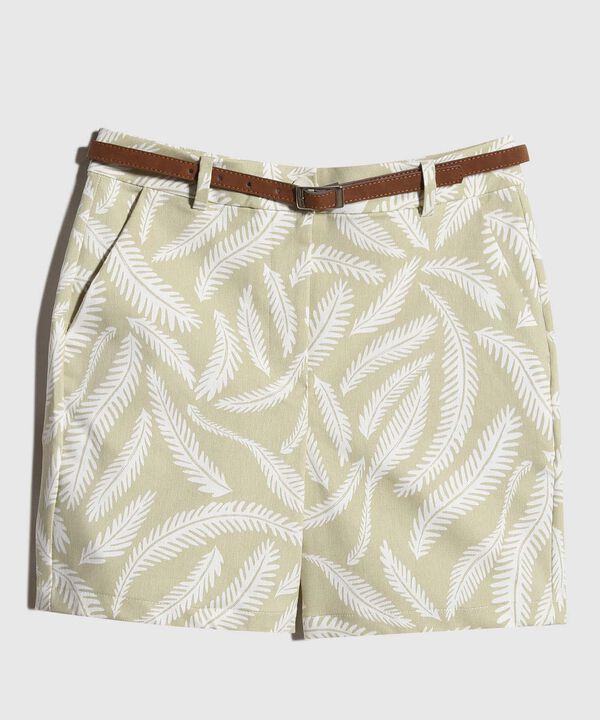 Bermuda Corta Estampada  Con Cinturon