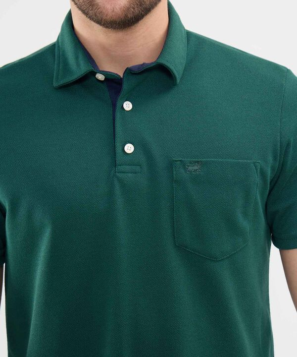 Polo Unicolor, Cuello Duro Con Bolsillo Y Silueta Regular Fit Naranja image number null