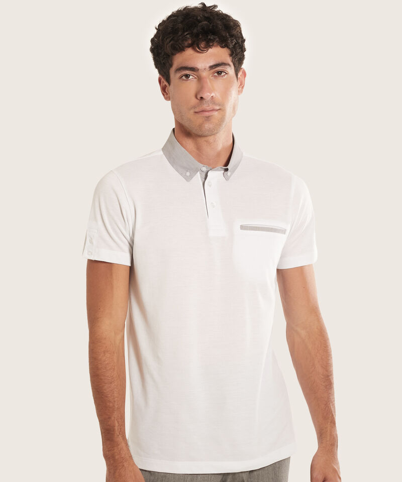 Polo Unicolor Cuello Duro, Bolsillo Ribete