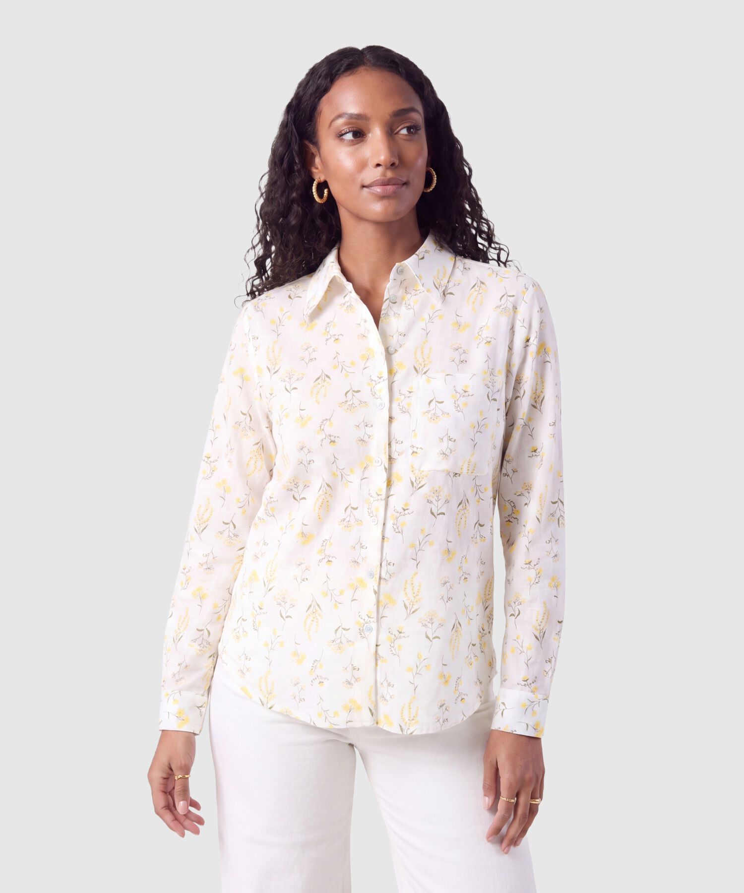 Camisa Manga Larga Estampada Mujer