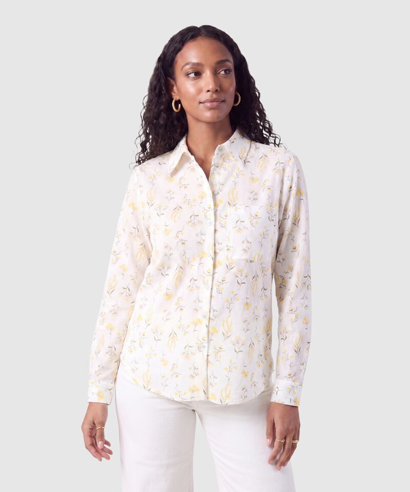 Camisa Manga Larga Estampada Mujer