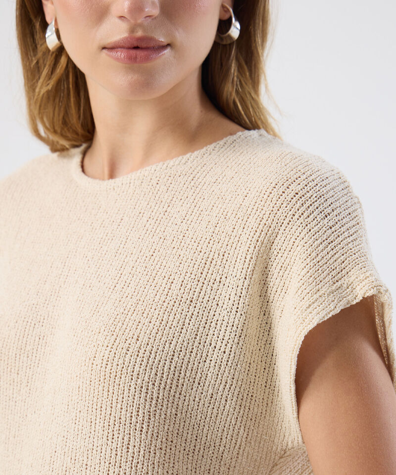 Camiseta De Punto Manga Corta Para Mujer