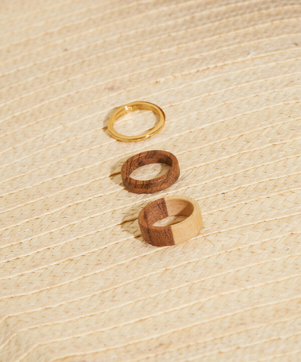 Set De Anillos En Madera