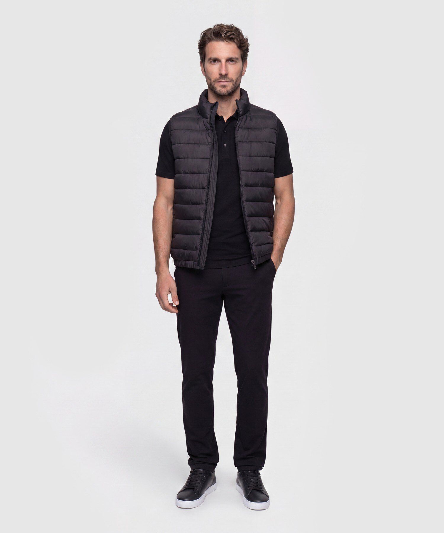 Chaleco Acolchado Cuello Alto Para Hombre