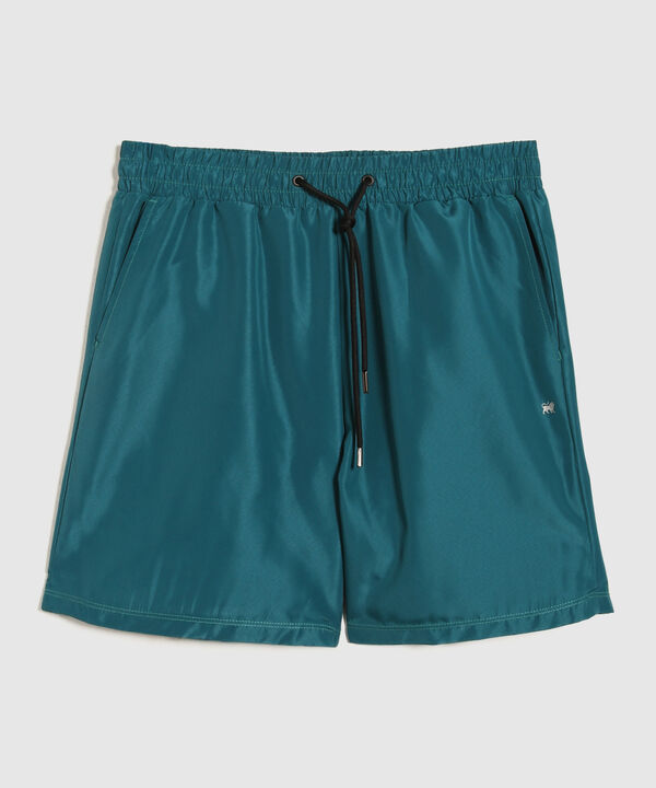 Bermuda Plana Con Boxer Interno Unicolor