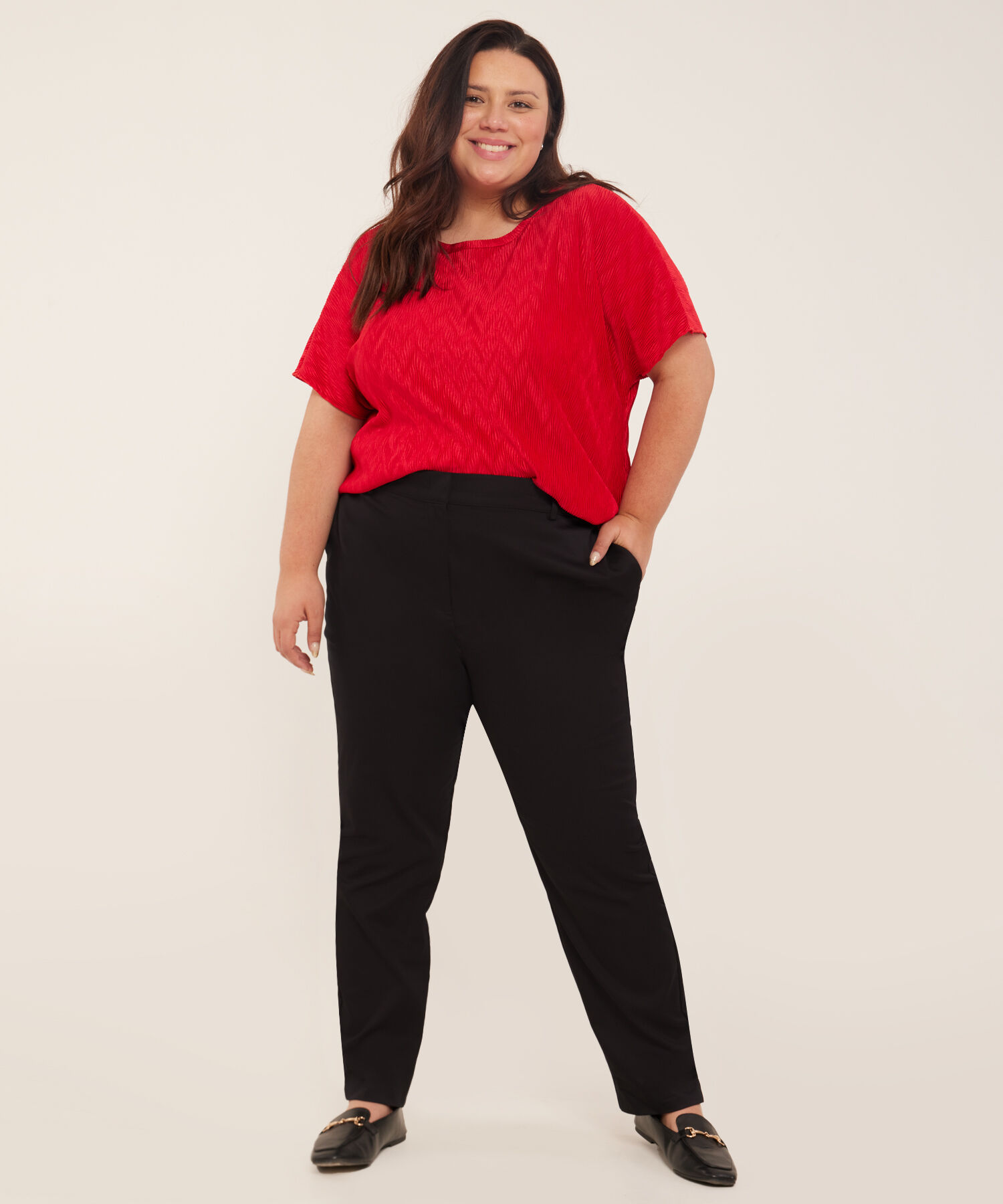 Blusa Manga Corta Plisada