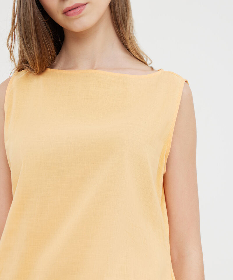 Vestido Unicolor Manga Sisa Con Bolsillos Laterales