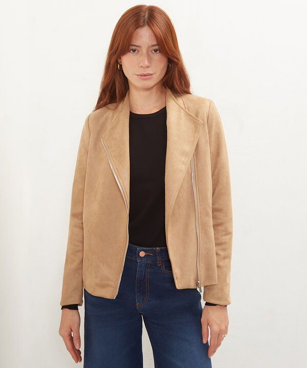 Chaqueta Tipo Biker Cruzada Con Cremallera