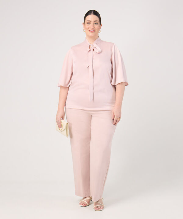 Blusa Con Lazada Al Cuello Para Mujer Curvy