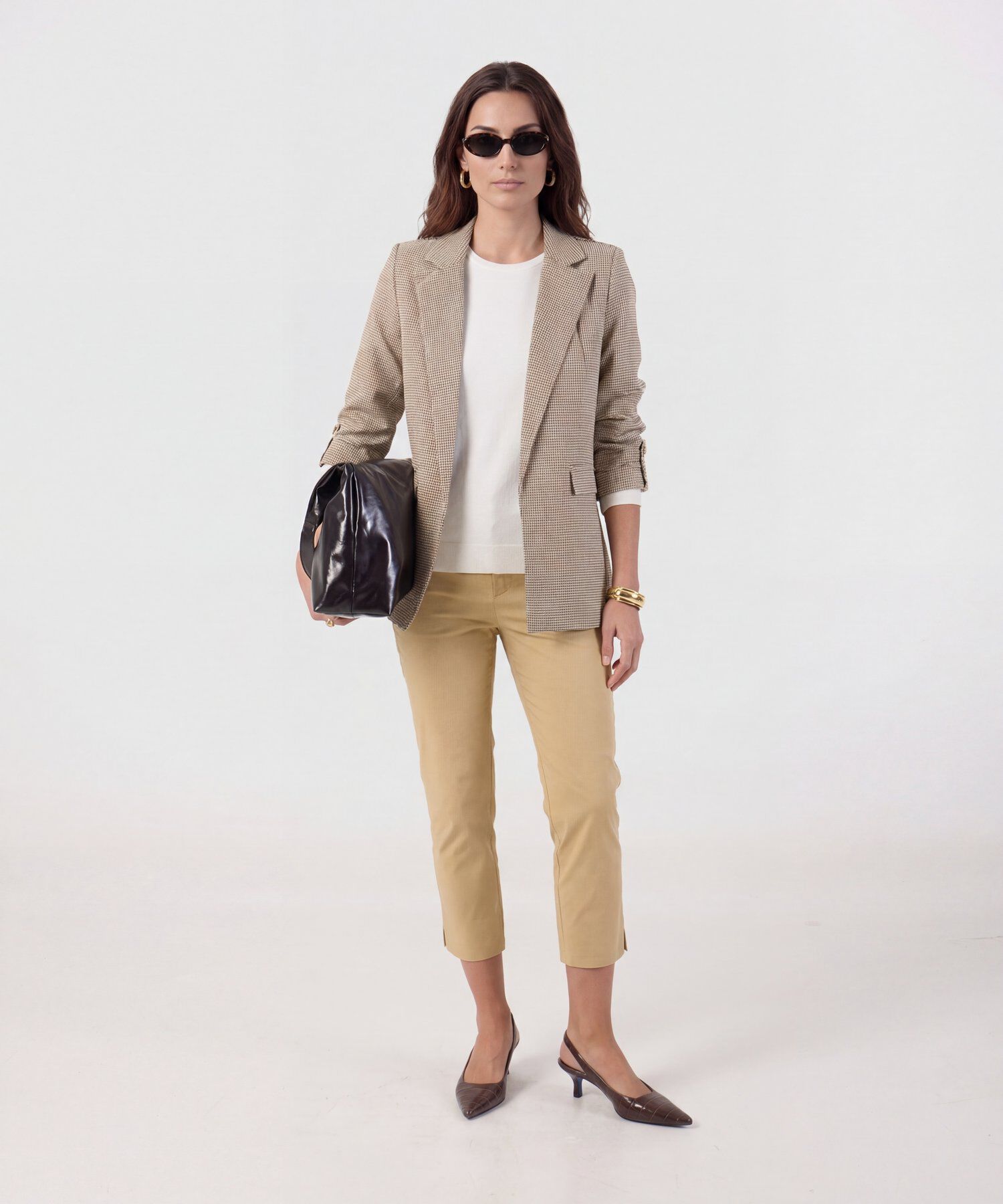 Saco De Punto Con Detalle De Botones En Pu&ntilde;o Mujer