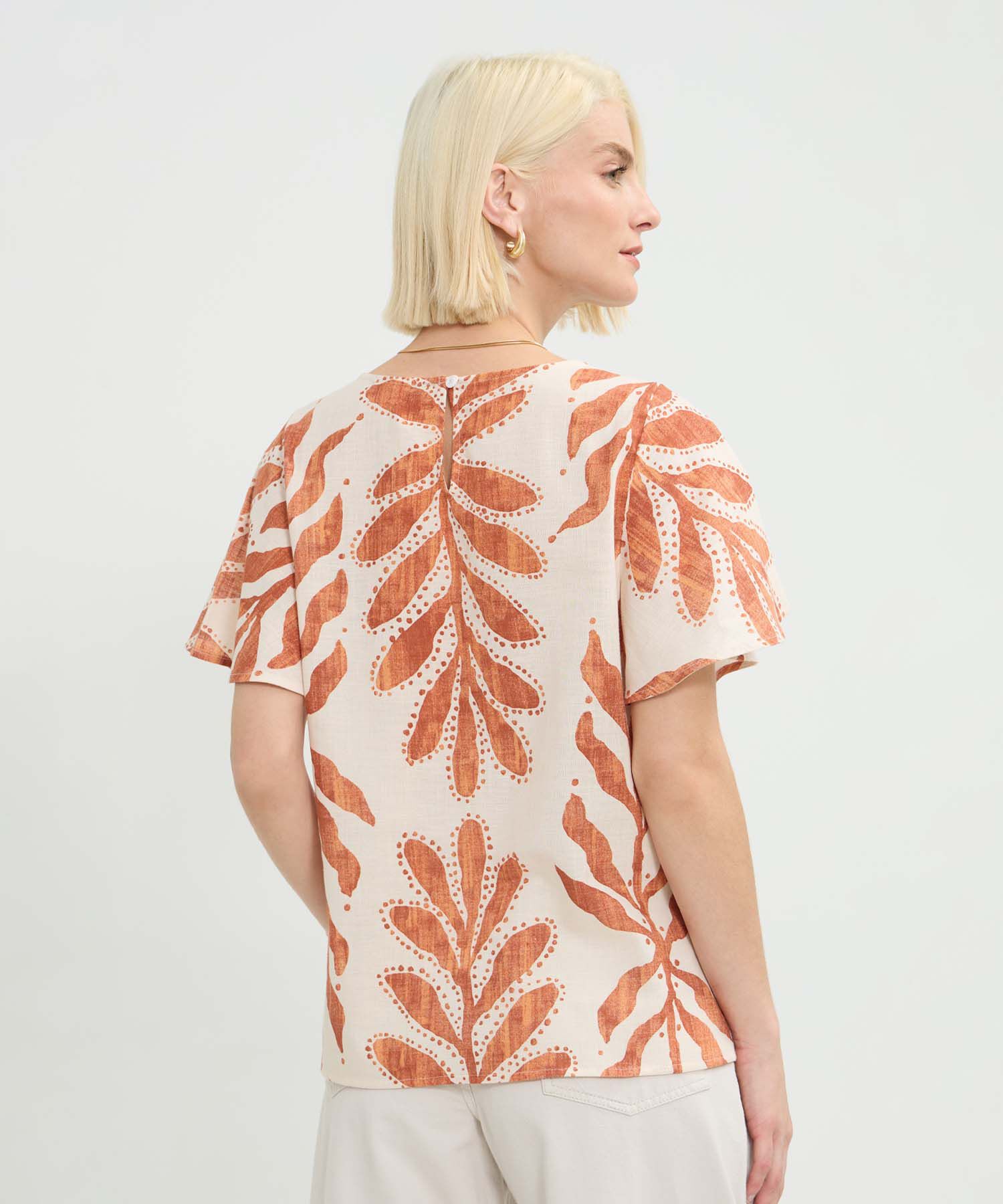 Blusa Manga Corta Acampanada Estampada