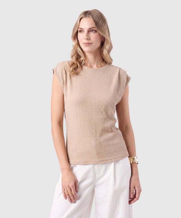 Camiseta Texturizada Manga Corta Para Mujer image number null