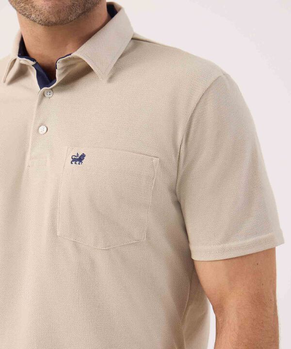 Polo Unicolor, Cuello Duro Con Bolsillo Y Silueta Regular Fit Naranja image number null