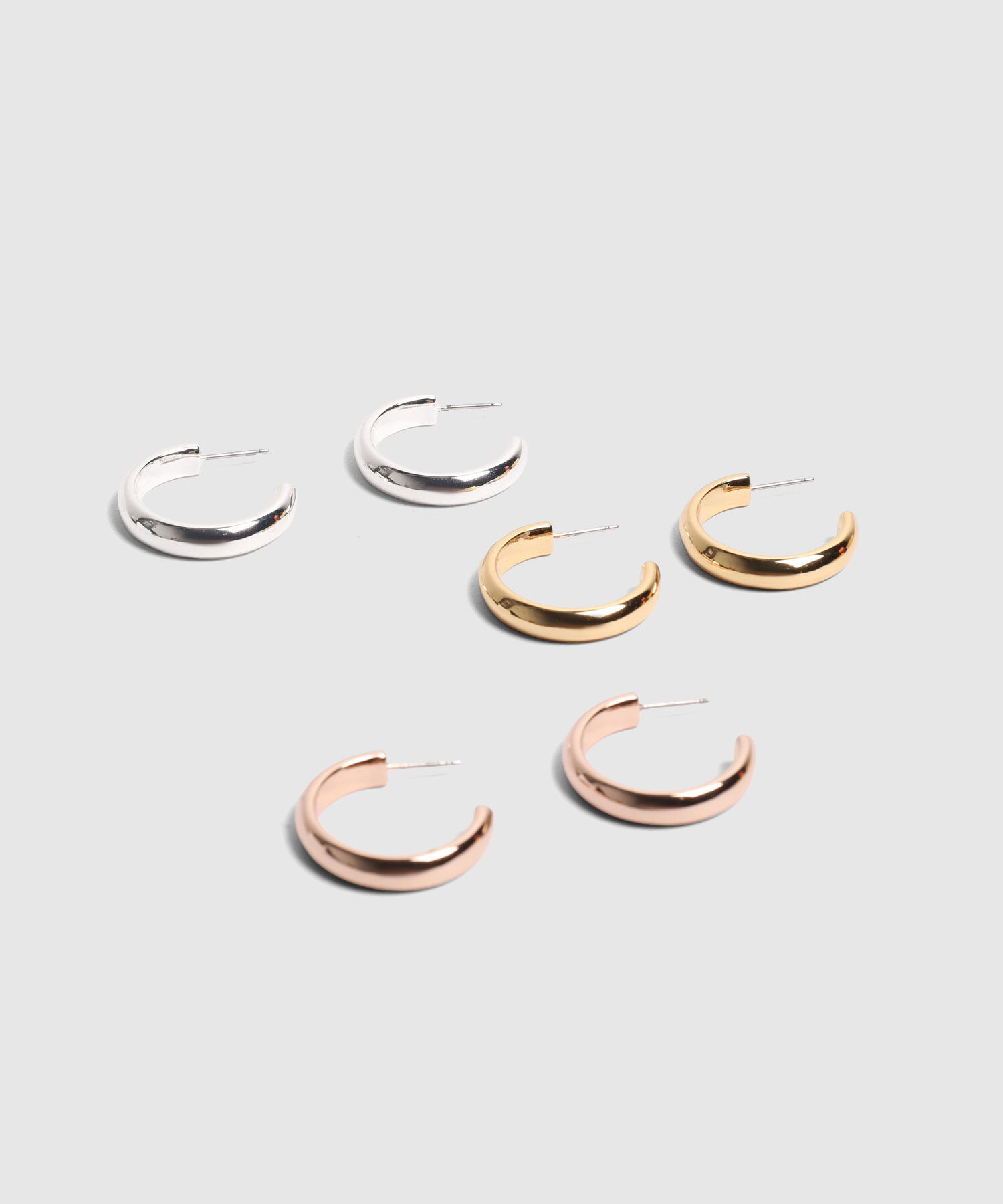 Set De Argollas Gruesas X3 Mujer