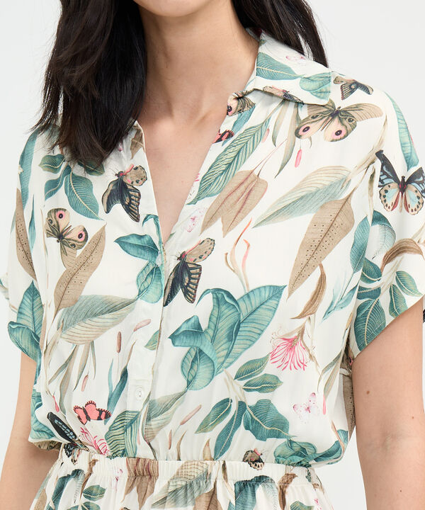 Vestido Camisero Estampado Botánico image number null