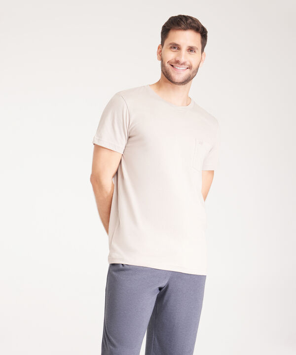 Pijama Set Camiseta Manga Corta Unicolor Con Bolsillo Y Pantalón Jogger  Unicolor image number null
