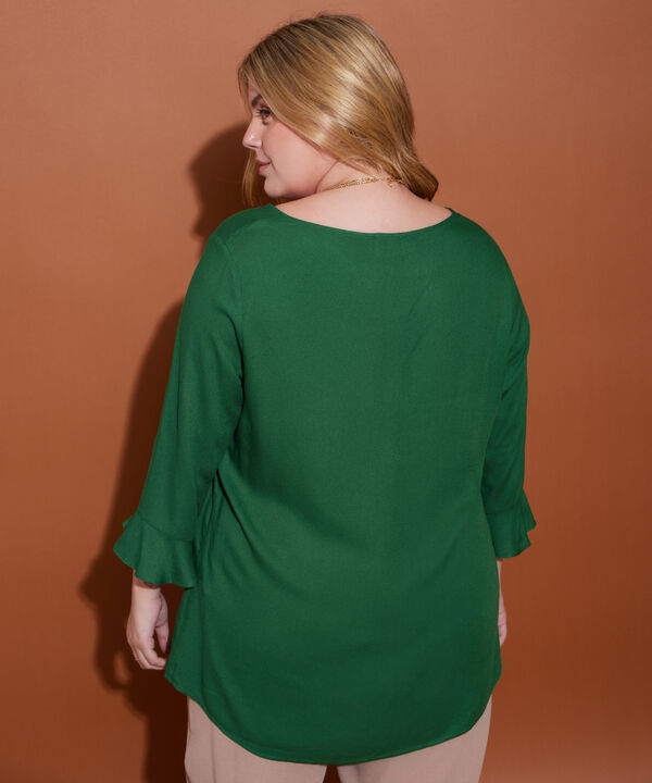 Blusa Manga 3/4 Con Ruche En Puño