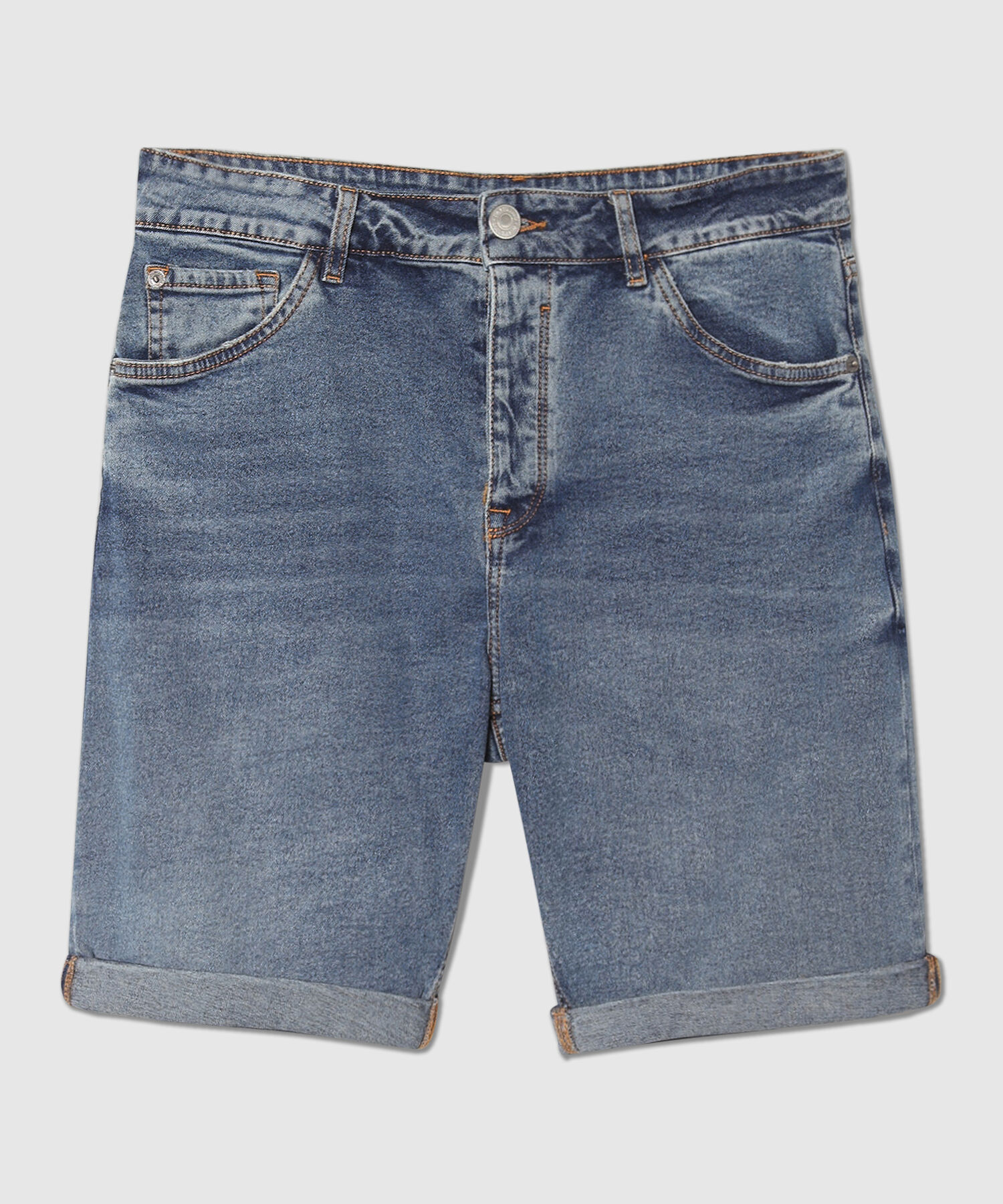 Bermuda En Denim Con Guardapolvos