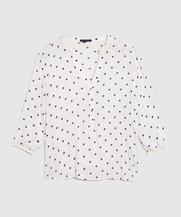 Blusa De Cuello En V Con Perilla Frontal Para Mujer