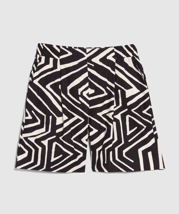 Bermuda Estampada Con Prenses, El&aacute;stico En Cintura Y Bolsillos Laterales, Serena