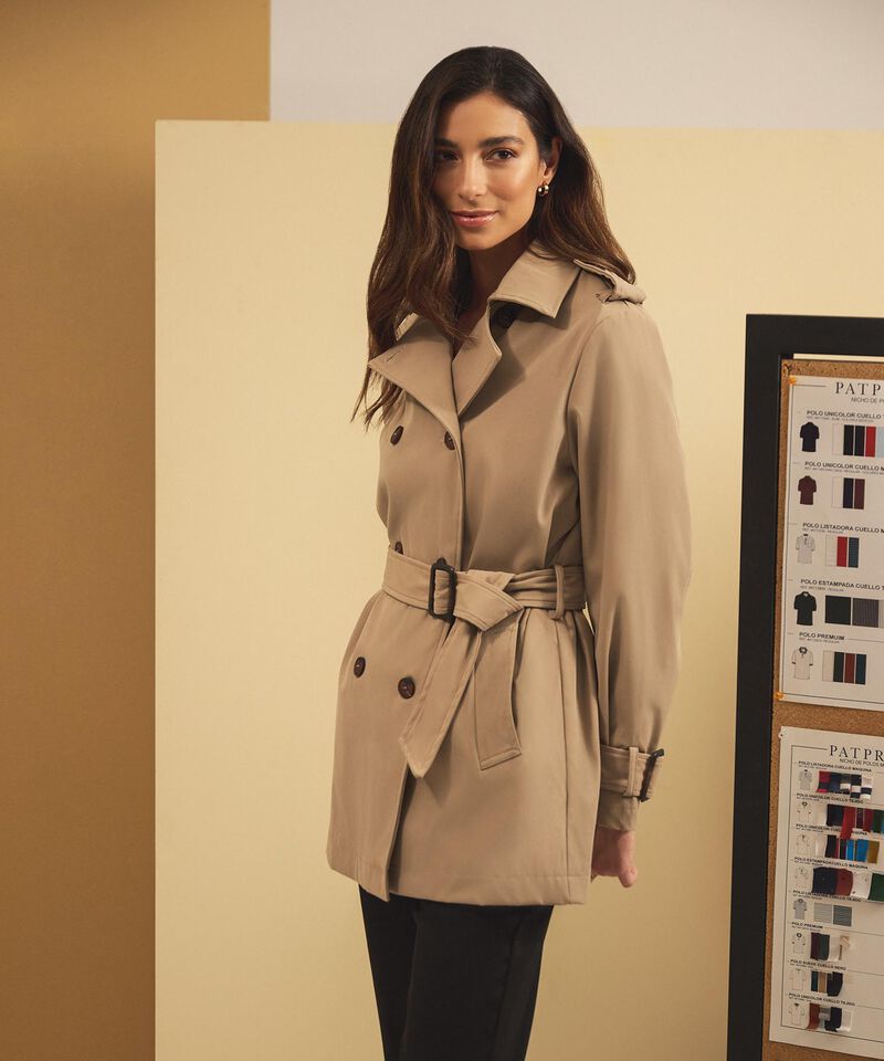 Chaqueta Trench Con Cintur&oacute;n Para Mujer