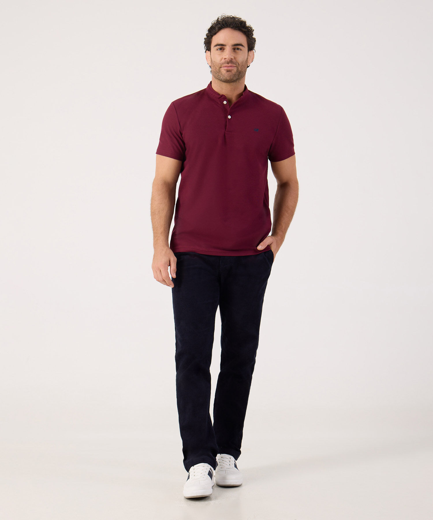 Polo Unicolor Con Bordado