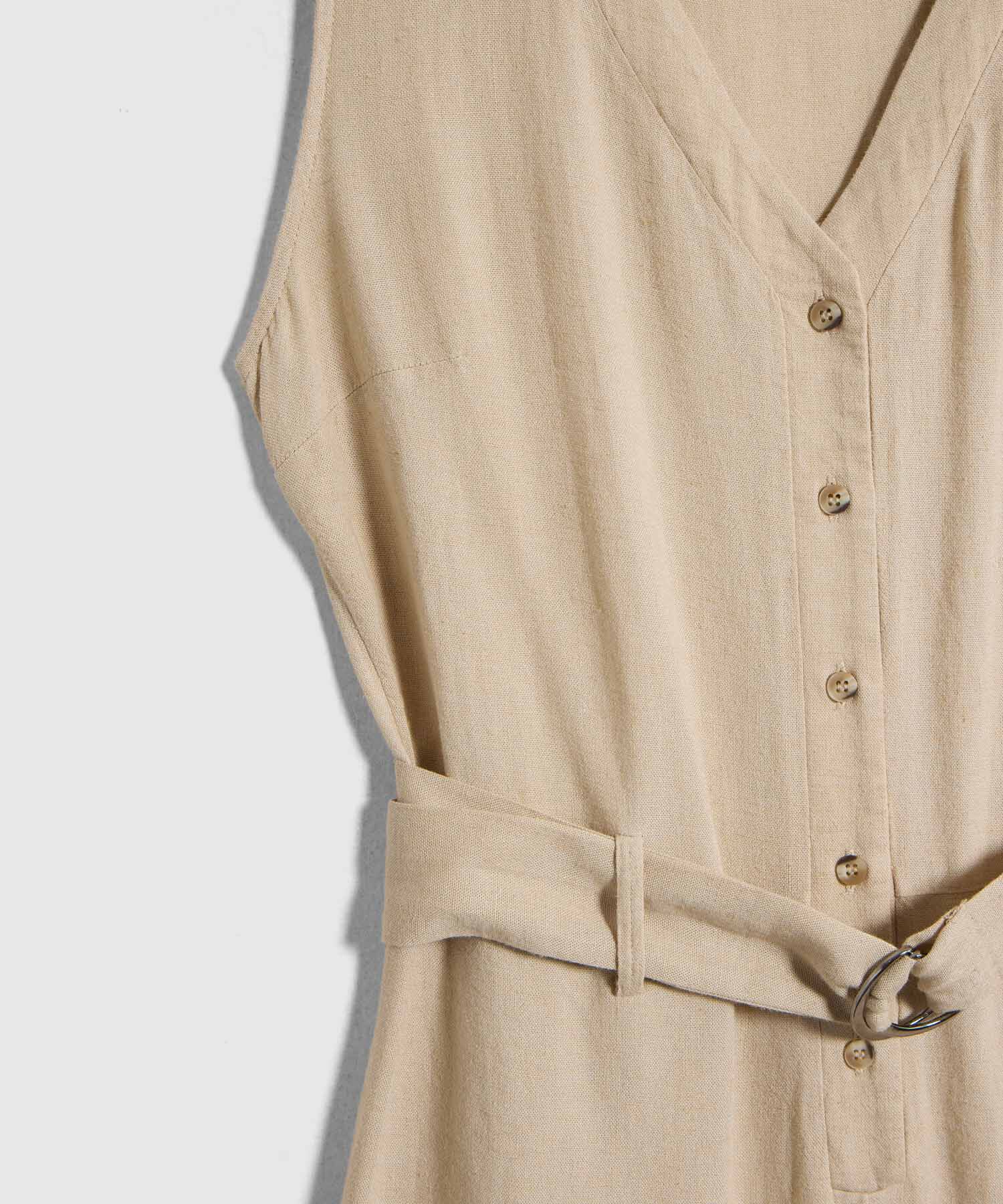 Enterizo Largo con Cintur&oacute;n y Perilla de Botones para Mujer