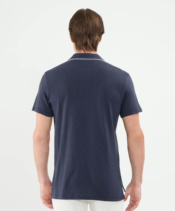 Polo Cuello Puños Y Pechera Tejida