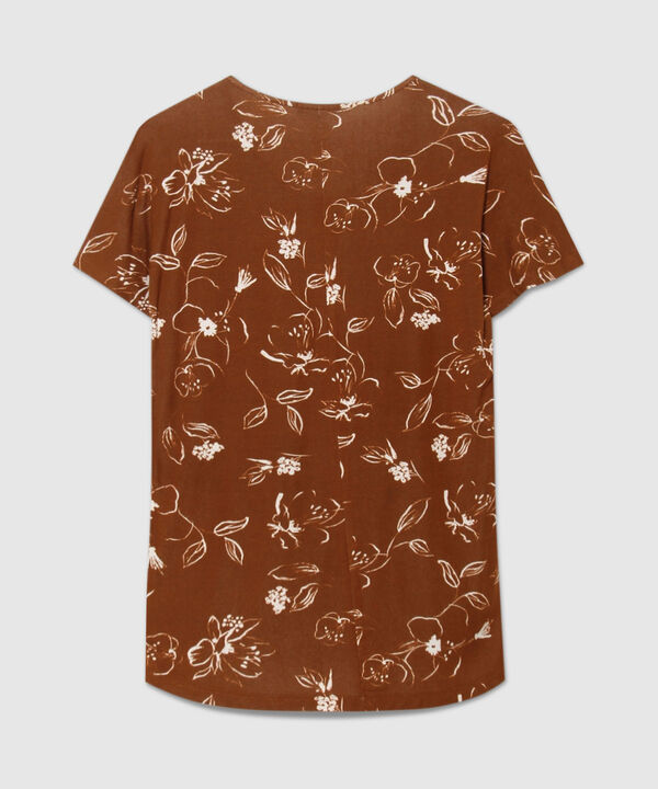 Camiseta Estampada Con Escote Ojal