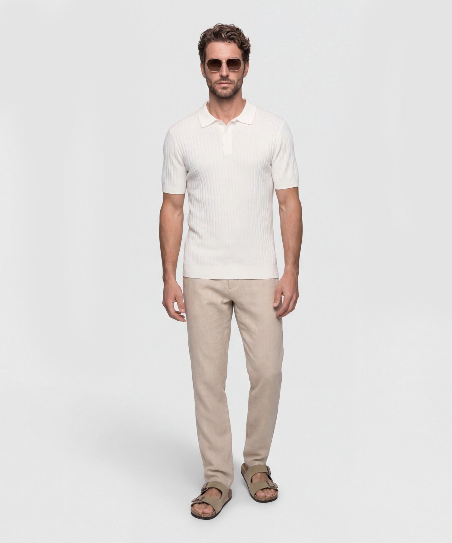 Polo De Punto Acanalado Para Hombre