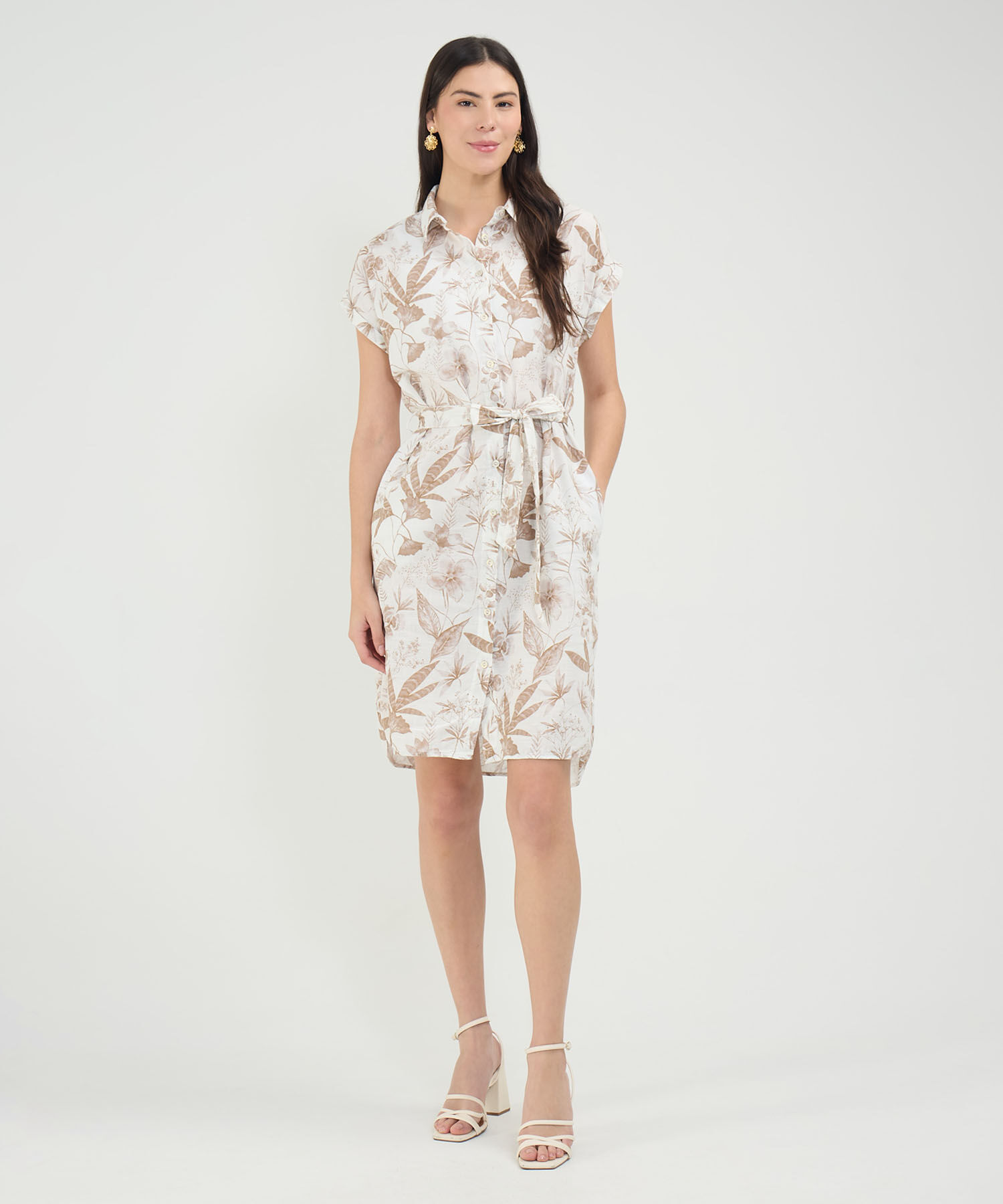 Vestido Camisero en Efecto Lino