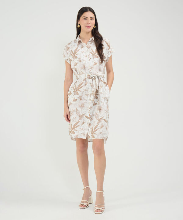 Vestido Camisero en Efecto Lino image number null