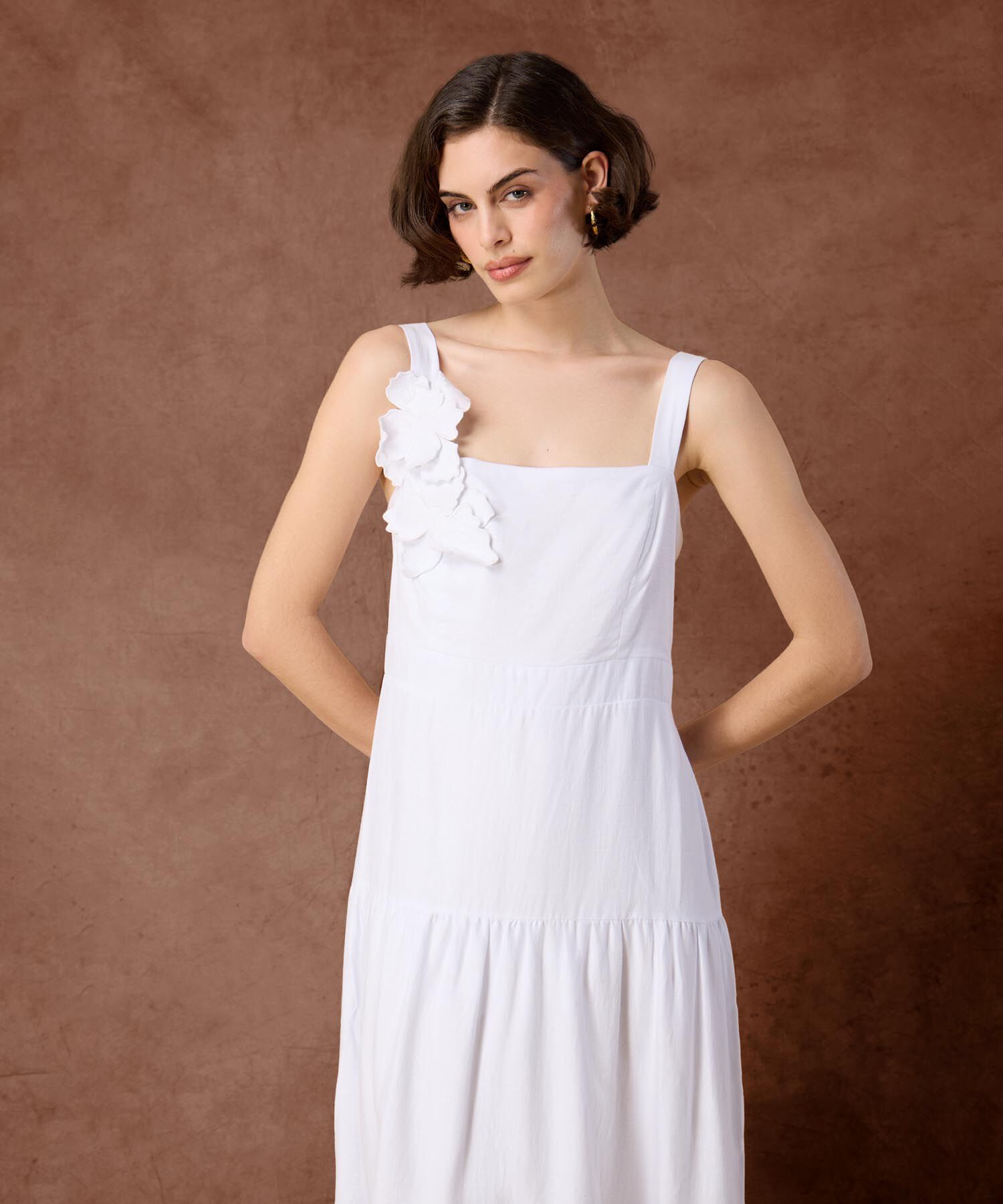 Vestido Maxi De Tirantes Mujer Detalle Floral