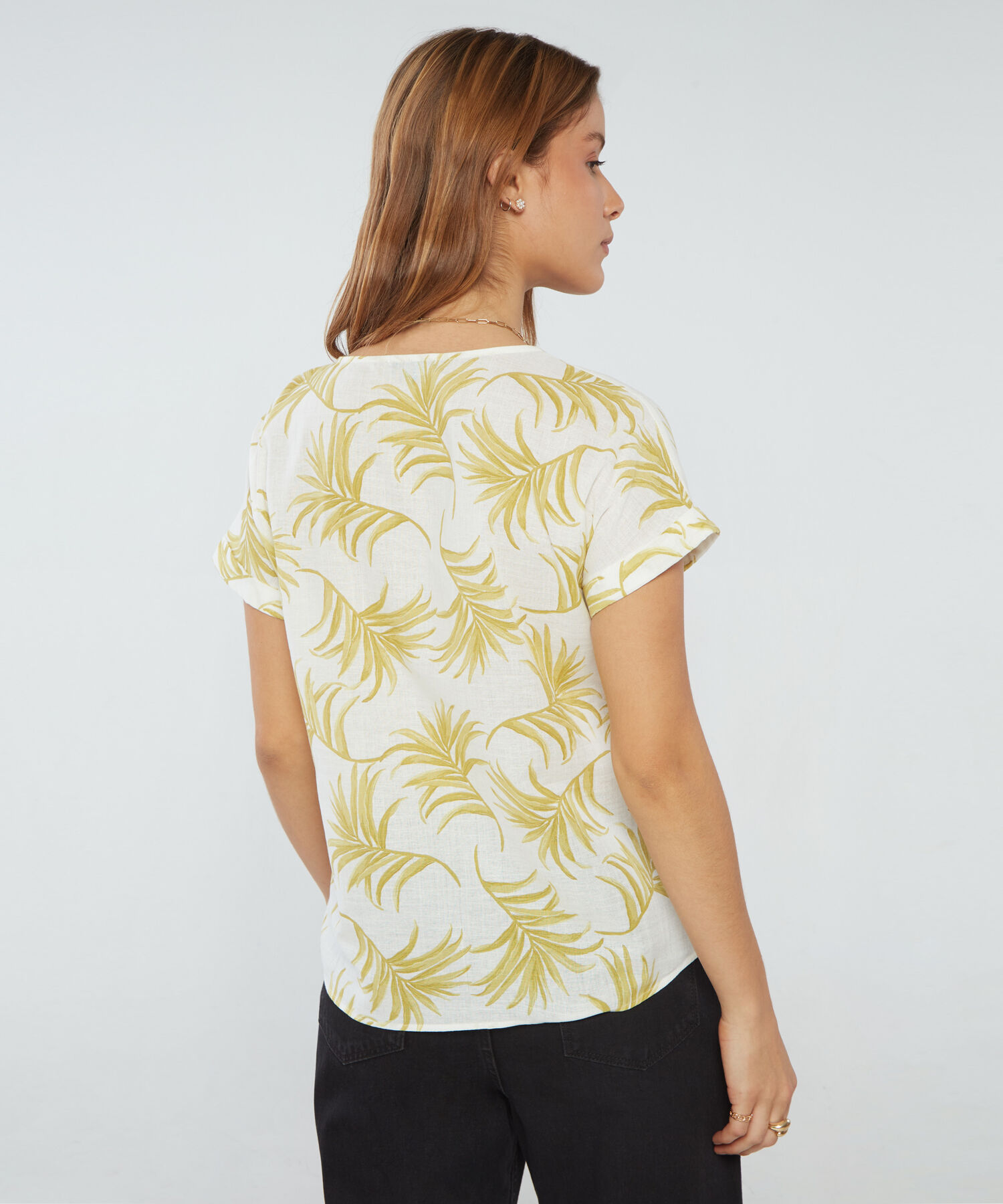 Blusa Manga Corta Corrida Estampada