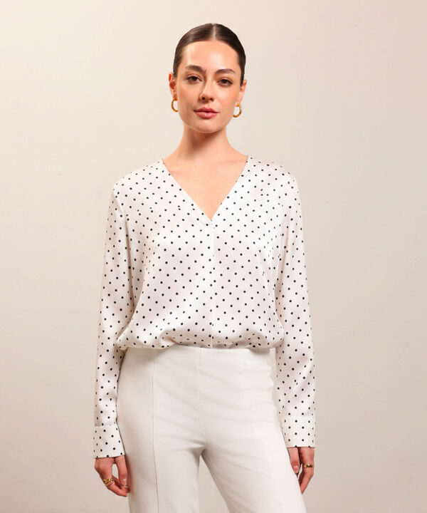 Blusa Estampada Con Cuello En V Para Mujer image number null