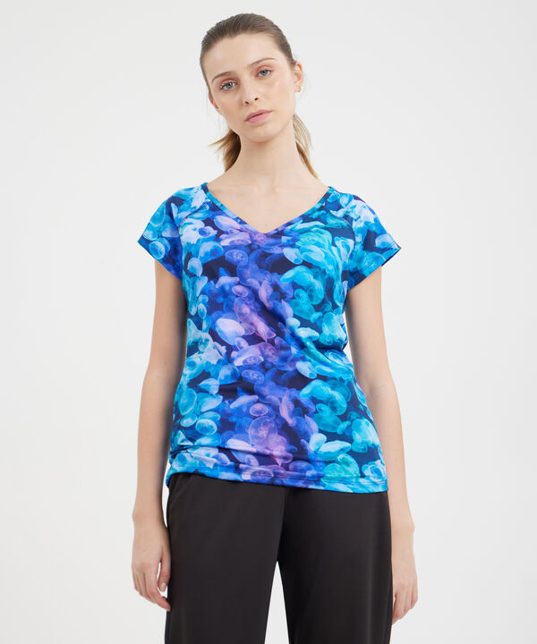 Camiseta Para Mujer, Cuello En V, Manga Corta, Estampada image number null