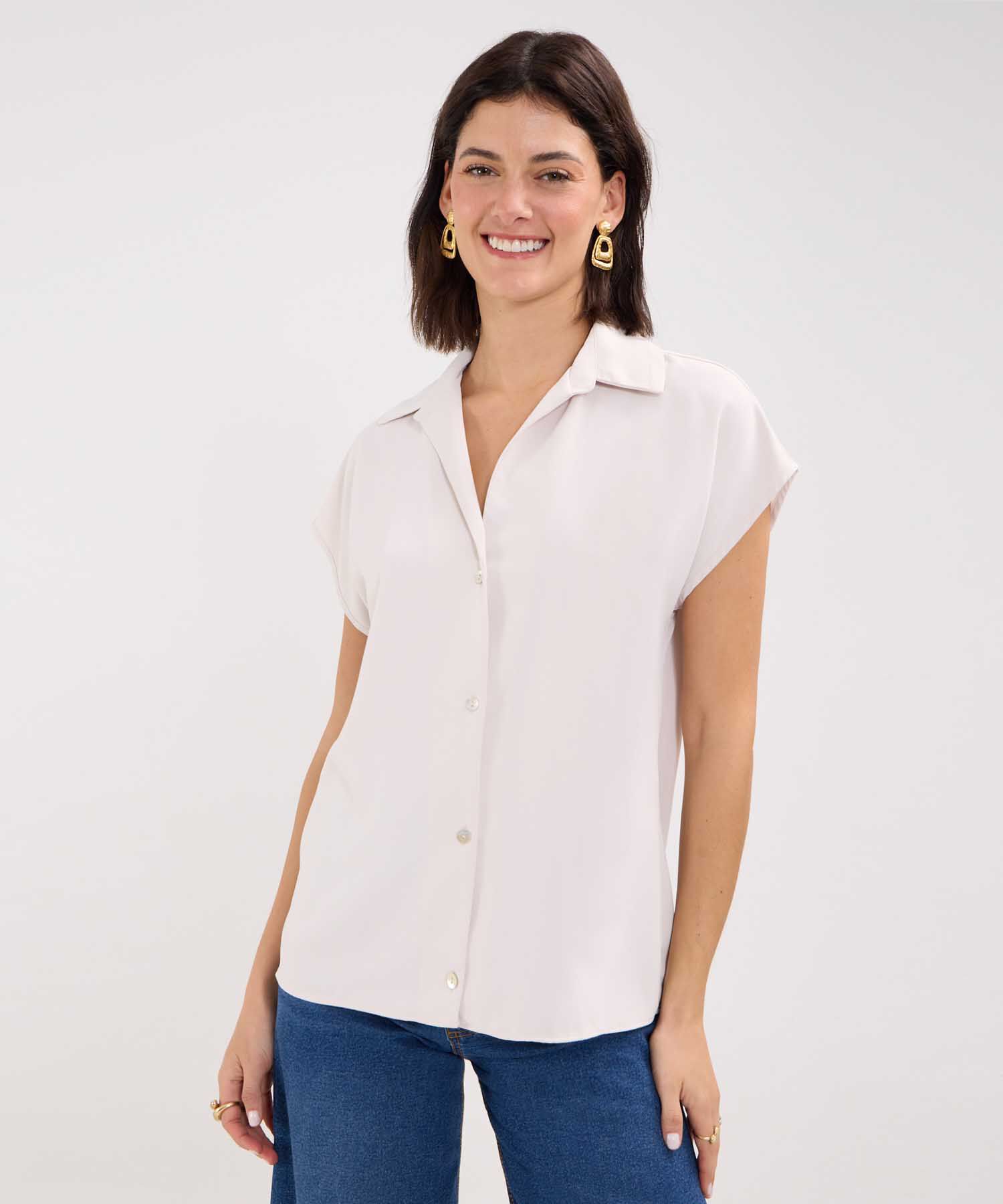 Camisa Manga Corta Corrida Unicolor