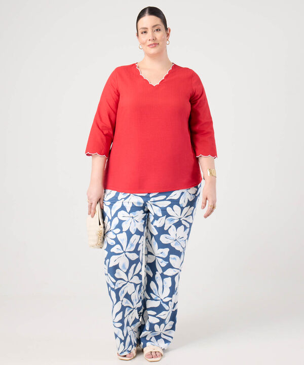 Blusa Con Detalles Ondulados Para Mujer Curvy