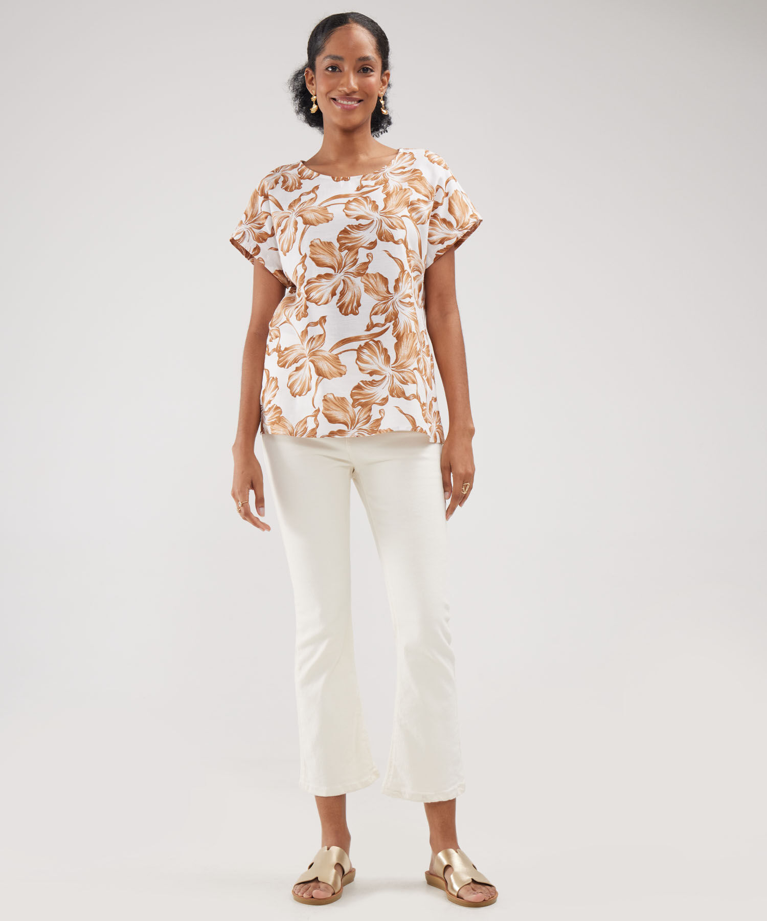 Blusa Estampada, Manga Corta Corrida