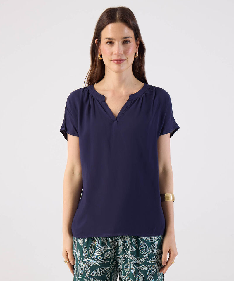 Blusa Manga Corta con Escote en V