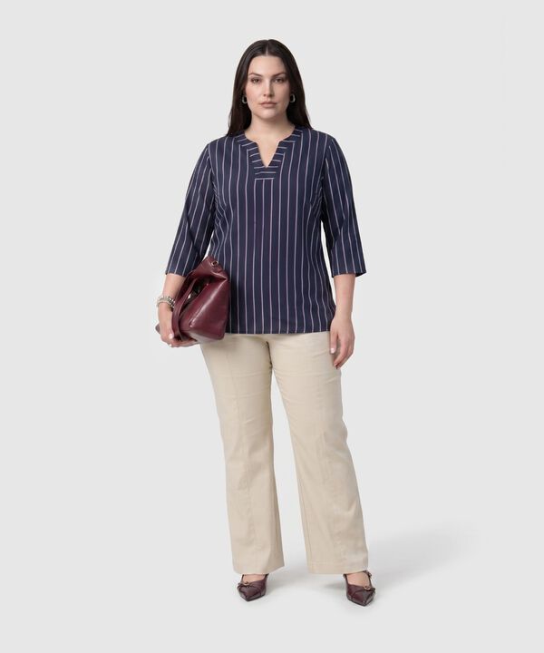Pantal&oacute;n Recto Unicolor Para Mujer Curvy