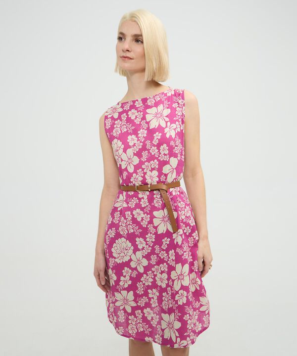 Vestido Estampado en Efecto Lino image number null